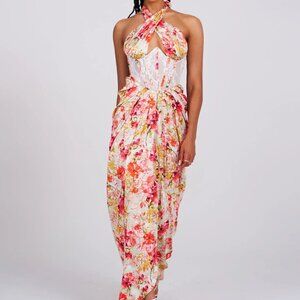 Miss Circle Sz M Halter Dress - Lace & Satin